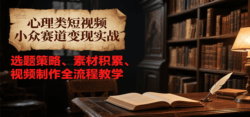 心理类短视频小众赛道变现实战,选题策略、素材积累、视频制作全流程教学-创客之家