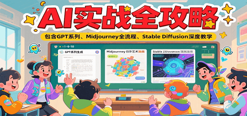 AI实战全攻略,包含GPT系列、Midjourney全流程、Stable Diffusion深度教学-创客之家
