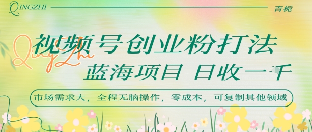 视频号创业粉打法,日入1k,蓝海项目,市场需求大,全程无脑操作,可复制-创客之家
