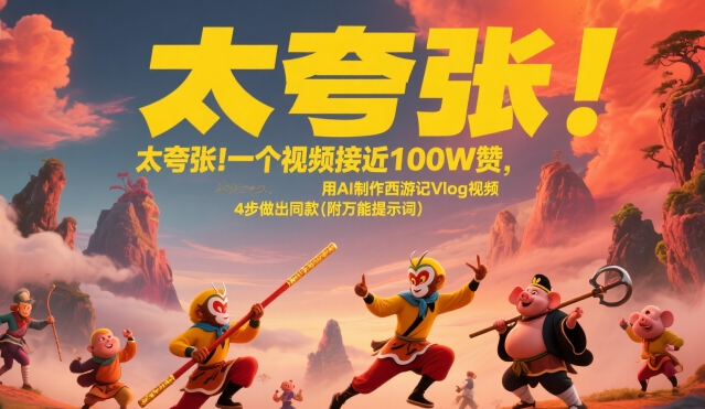 太夸张!一个视频接近100W赞,用AI制作西游记Vlog视频,全流程拆解来了(附万能提示词)-创客之家