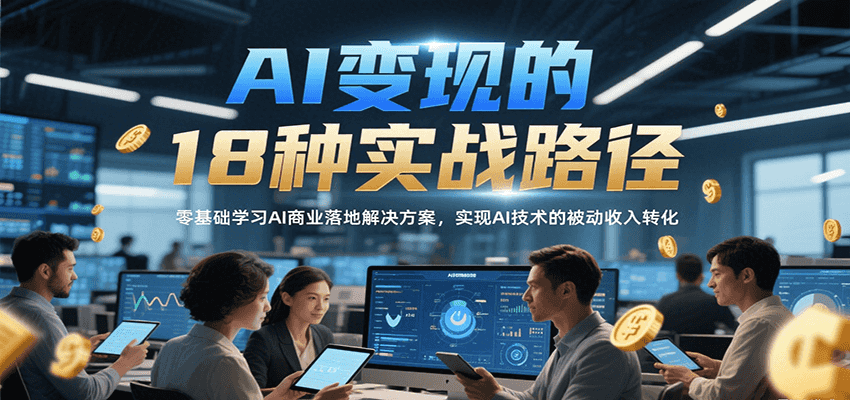AI变现的18种实战路径,零基础学习AI商业落地解决方案,实现AI技术的被动收入转化-创客之家