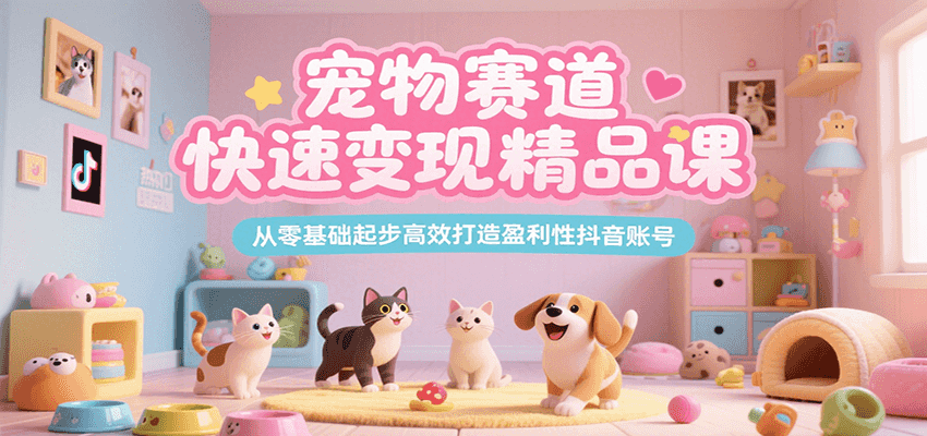 宠物赛道快速变现精品课,从零基础起步高效打造盈利性抖音账号-创客之家