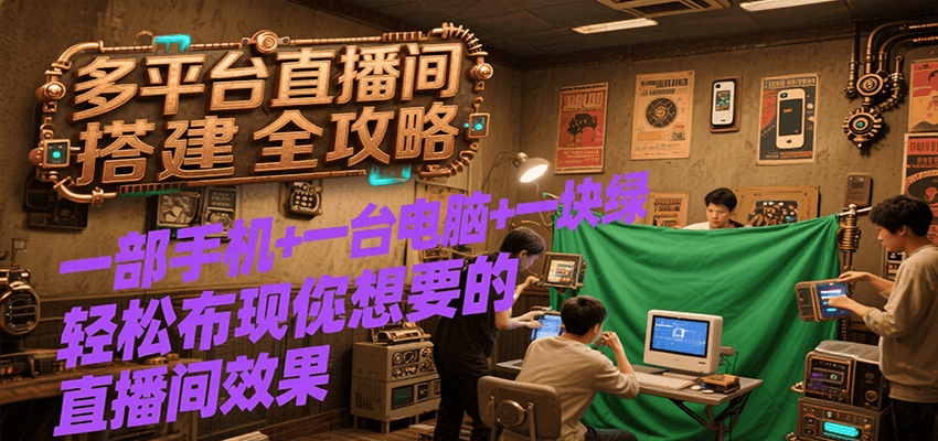 多平台直播间搭建全攻略,一部手机+一台电脑+一块绿布轻松实现你想要的直播间效果-创客之家