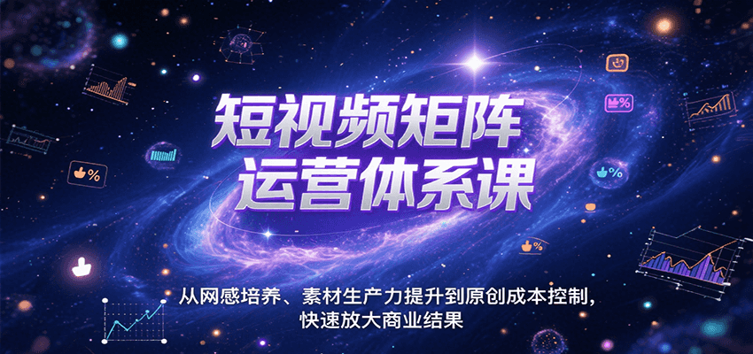 短视频矩阵运营体系课,从网感培养、素材生产力提升到原创成本控制,快速放大商业结果-创客之家