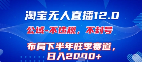 淘宝无人直播12.0,不封号,不违规,布局下半年旺季赛道,日入1k+(独家技术)【揭秘】-创客之家