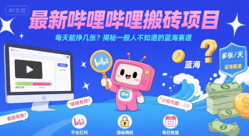 最新哔哩哔哩上B站搬砖项目,每天能挣几张?揭秘一般人不知道的蓝海赛道-创客之家
