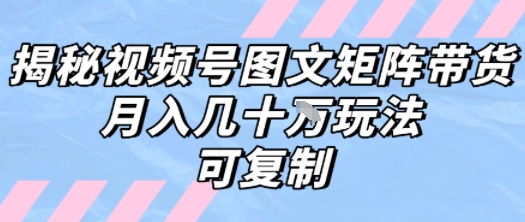 解密视频号图文矩阵带货,月入几个W的打法,可复制-创客之家