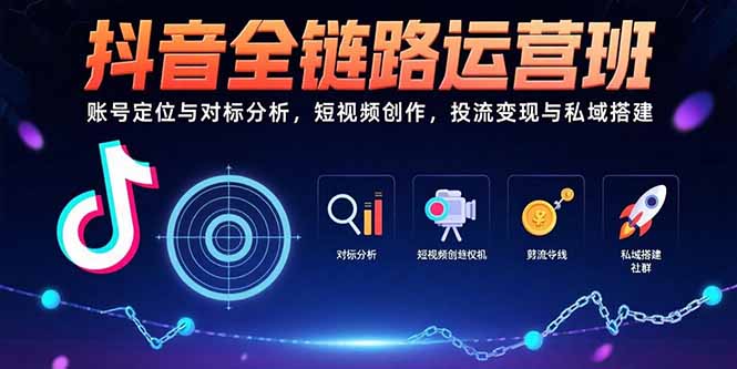 抖音全链路运营班:账号定位与对标分析,短视频创作,投流变现与私域搭建-创客之家