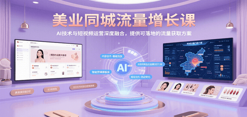 美业同城流量增长课,AI技术与短视频运营深度融合,提供可落地的流量获取方案-创客之家