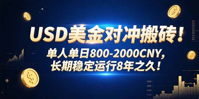 USD美金对冲搬砖!单人单日800-2000CNY,长期稳定运行8年之久!-创客之家
