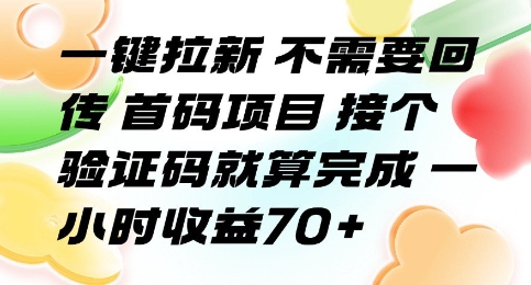 一键拉新 不需要回传 首码项目 接个验证码就算完成 一小时收益70+【揭秘】-创客之家