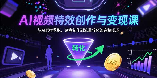 AI视频特效创作与变现课:从AI素材获取、创意制作到流量转化的完整闭环-创客之家