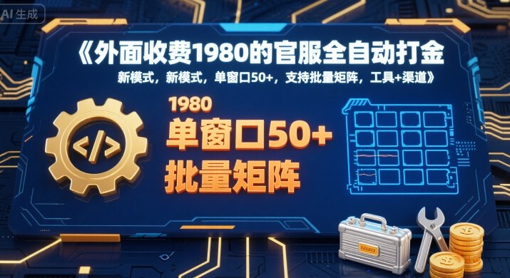 外面收费1980的官服全自动打金,新模式,单窗口50+,支持批量矩阵,工具+渠道【揭秘】-创客之家