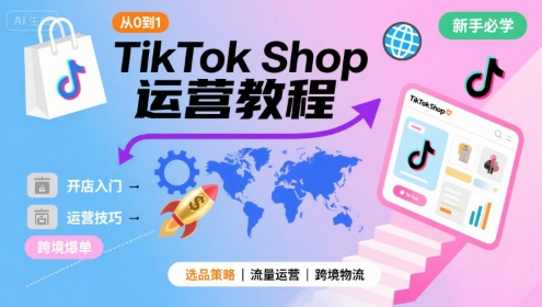 TikTok Shop从0到1运营教程,TikTok跨境电商新手必学课程-创客之家