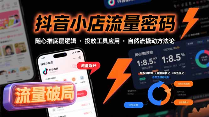 抖音小店流量密码,随心推底层逻辑,投放工具应用,自然流撬动核心方法论-创客之家