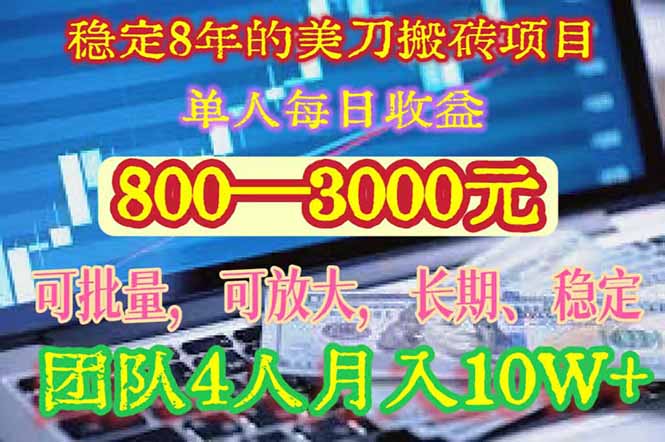 稳定8年的美刀搬砖项目,单人每日收益800—3000.团队4人月入10W+.可线下-创客之家
