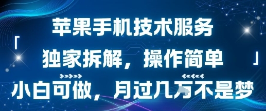 苹果手机技术服务,独家拆解,操作简单,小白可做,月过1W不是梦-创客之家