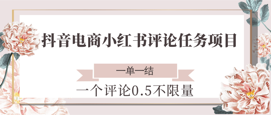 抖音电商小红书评论任务项目,一个评论0.5,一单一结 不限量-创客之家