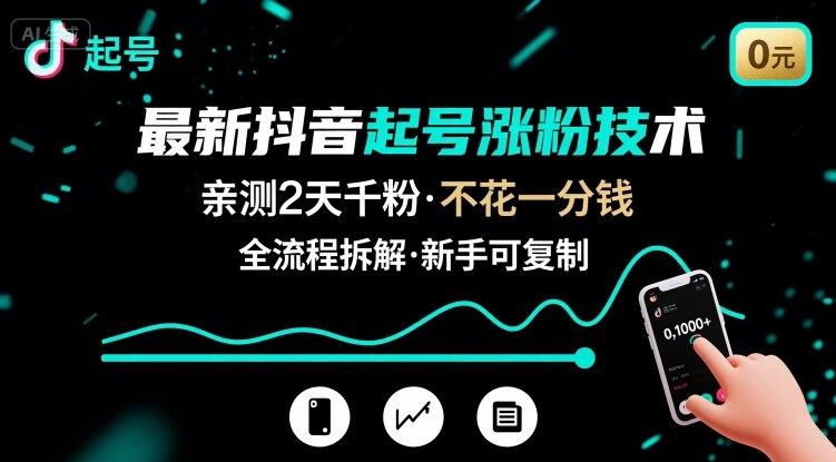 最新抖音起号涨粉技术,亲测2天千粉,不花一分钱,全流程拆解-创客之家