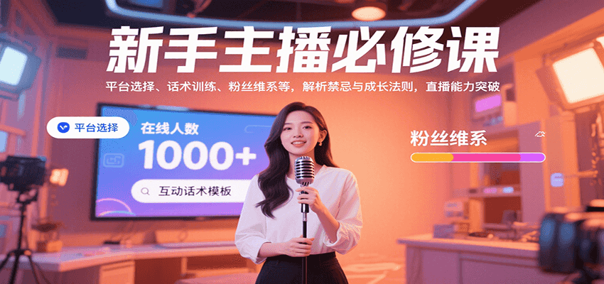 新手主播必修课:平台选择、话术训练、粉丝维系等,解析禁忌与成长法则,突破直播能力-创客之家