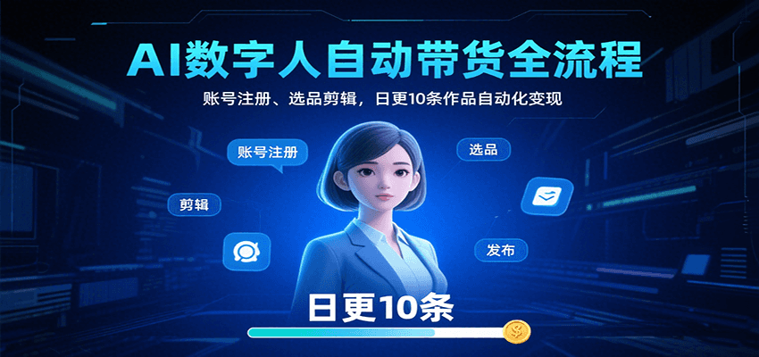 AI数字人自动带货全流程:账号注册、选品剪辑,日更10条作品自动化变现-创客之家