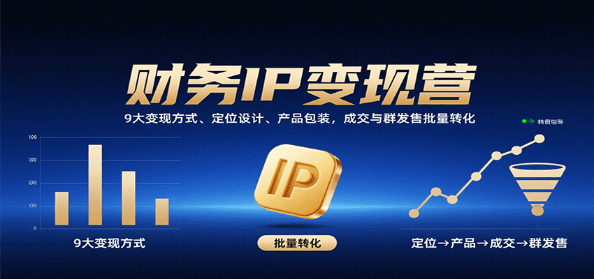 财务IP变现营:9大变现方式、定位设计、产品包装,成交与群发售批量转化-创客之家