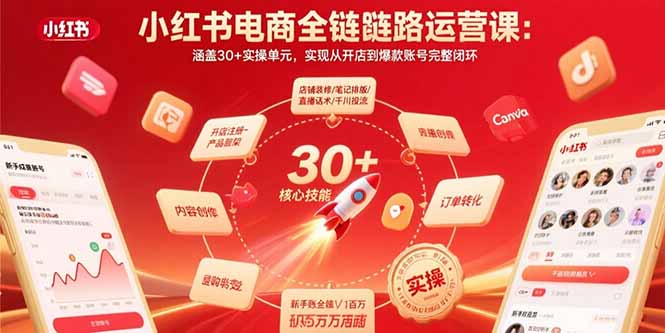 小红书电商全链路运营课:涵盖30+实操单元,实现从开店到爆款账号完整闭环-创客之家
