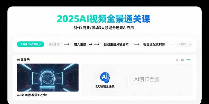 2025AI视频全景通关课:涵盖创作/商业/职场3大领域  掌握AI全场景应用-创客之家