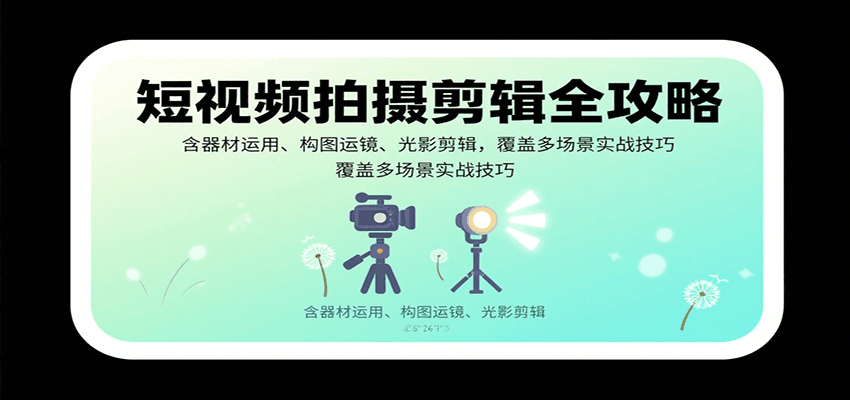 短视频拍摄剪辑全攻略:含器材运用、构图运镜、光影剪辑,覆盖多场景实战技巧-创客之家