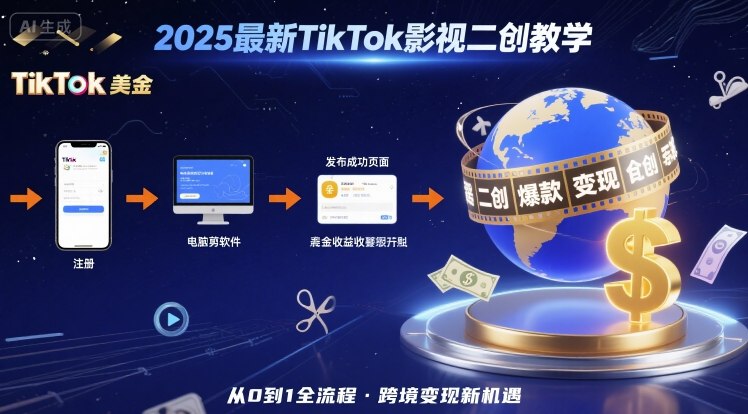 2025年最新TikTok影视二创教学,从注册到发布撸美金全流程,跨境变现新机遇-创客之家