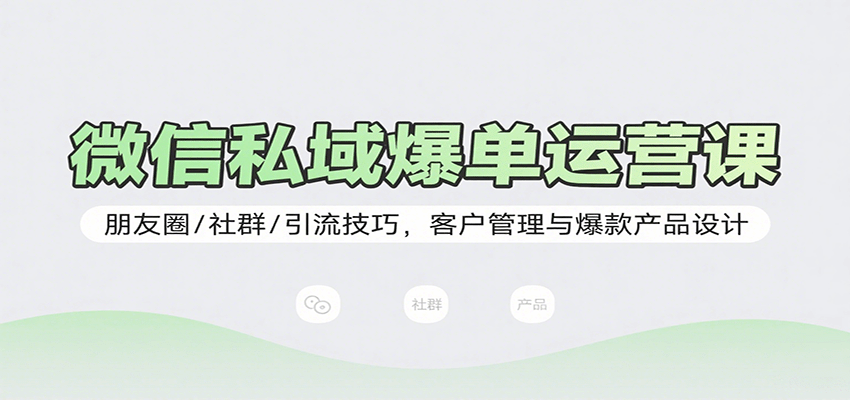 微信私域爆单运营课:朋友圈/社群/引流技巧,客户管理与爆款产品设计-创客之家