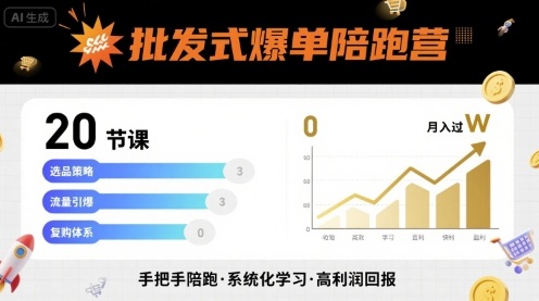 批发式爆单陪跑营,20节课带你实现批发式爆单,带你经松月入过W-创客之家