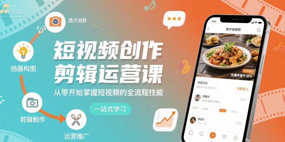 短视频创作剪辑运营课，从零开始掌握短视频的全流程技能-创客之家