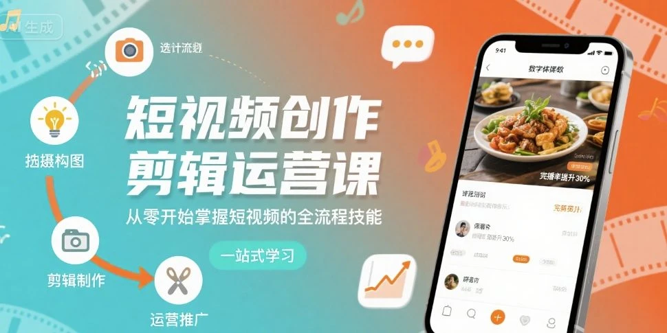 【精】短视频创作剪辑运营课，从零开始掌握短视频的全流程技能-创客之家