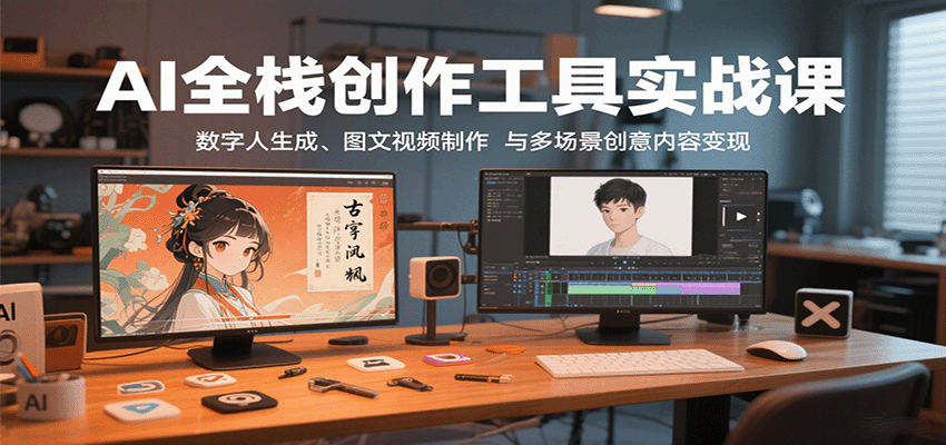 AI全栈创作工具实战课:数字人生成、图文视频制作与多场景创意内容变现-创客之家