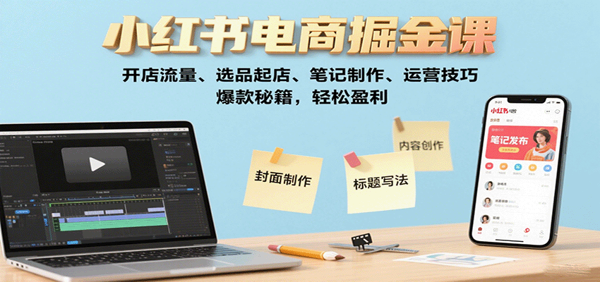 小红书电商掘金课:开店流量、选品起店、笔记制作、运营技巧,爆款秘籍,轻松盈利-创客之家