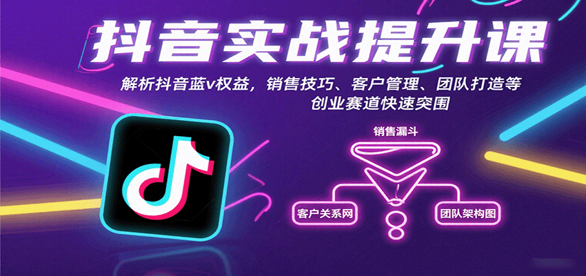 抖音实战提升课:解析抖音蓝v权益,销售技巧、客户管理、团队打造等创业赛道快速突围-创客之家