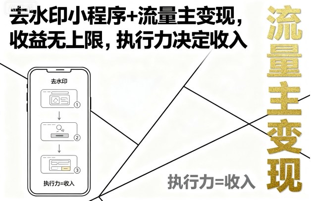 去水印小程序+流量主变现，收益无上限，执行力决定收入-创客之家