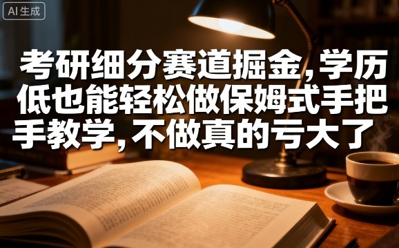 考研细分赛道掘金，日入1k+，学历低也能轻松做保姆式手把手教学，不做真的亏大了【揭秘】-创客之家