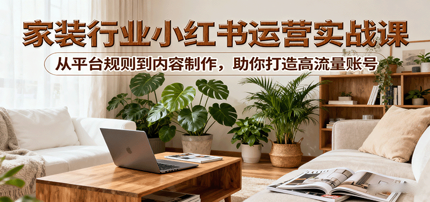 小红书家装行业运营实战课:从平台规则到内容制作,助你打造高流量账号-创客之家
