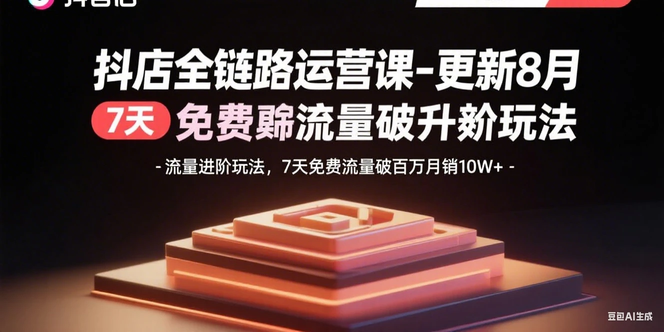 【精】抖店全链路运营课-更新8月：流量进阶玩法，7天免费流量破百万月销10W+-创客之家
