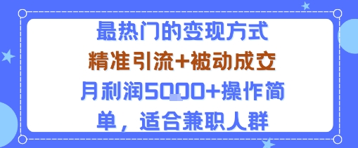 小众赛道玩法：当下最热门的变现方式，精准引流+被动成交月利润5k+操作简单，适合兼职人群-创客之家
