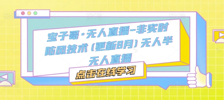 宝子哥·无人直播-非实时防风技术(更新25年9月)无人半无人直播-创客之家