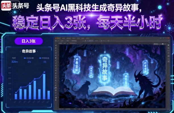 头条号AI黑科技生成奇异故事,稳定日入3张,每天半小时-创客之家