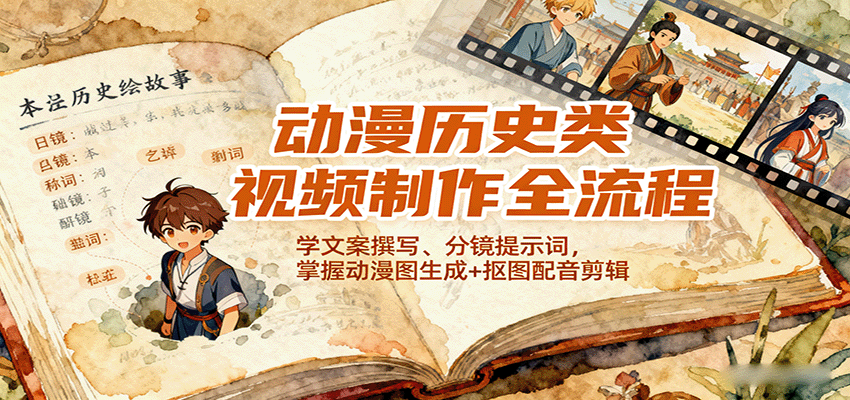 动漫历史类视频制作全流程,学文案撰写、分镜提示词,掌握动漫图生成+抠图配音剪辑-创客之家