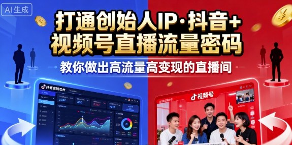 25年直播9-10两期线下课,打通创始人IP,抖音+视频号直播流量密码,教你做出高流量高变现的直播间-创客之家