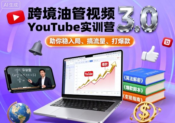 跨境油管视频YouTube实训营3.0,助你稳入局、搞流量、打爆款-创客之家