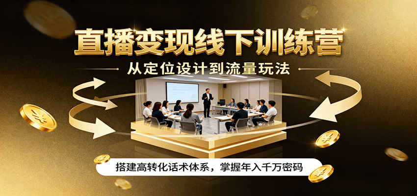 直播变现线下训练营,从定位设计到流量玩法,搭建高转化话术体系,掌握年入千万密码-创客之家