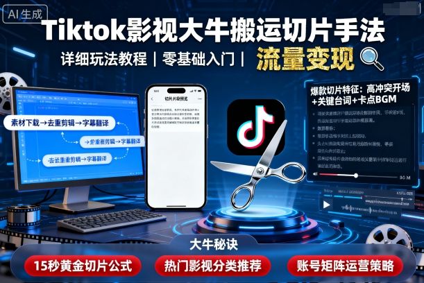 Tiktok影视大牛搬运切片手法，详细玩法教程-创客之家