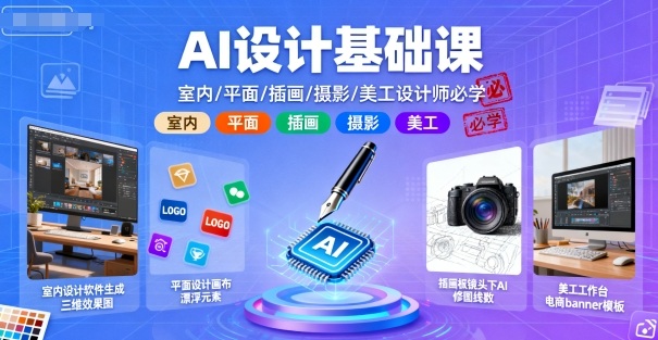 AI设计基础课,室内、平面、插画、摄影、美工设计师必学的-创客之家